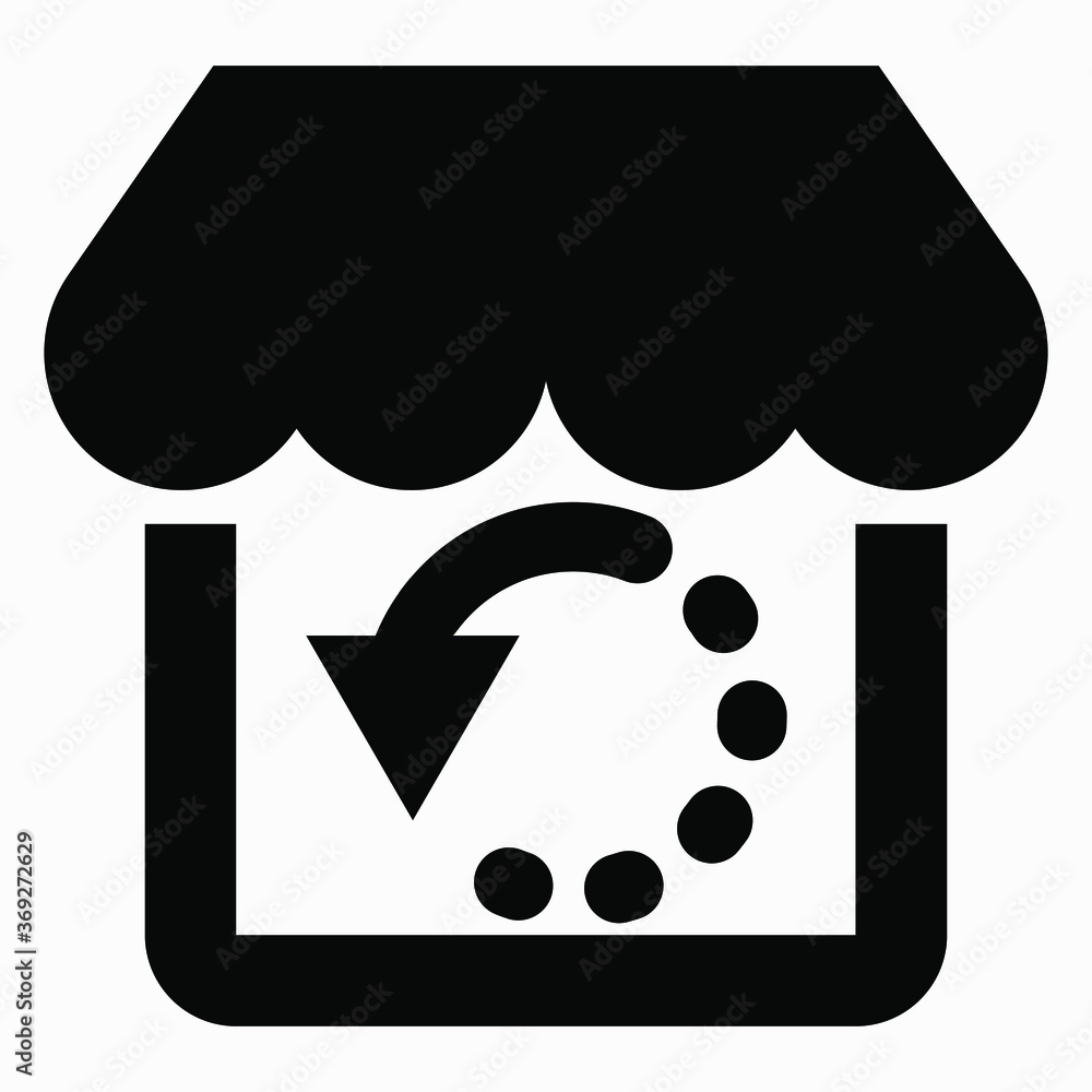 Poster reloading the online store. shop and round arrow. site update. vector icon.