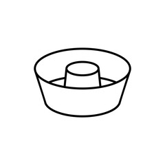 Angel Food Cake Pan. Linear icon of special round baking dish for airy sponge cake. Black simple illustration of mold for cooking dessert. Kitchenware symbol. Contour isolated vector, white background