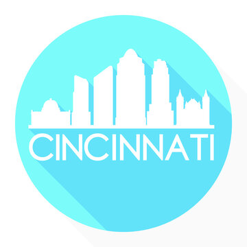 Cincinnati Ohio USA Flat Icon Skyline Silhouette Design City Vector Art. 
