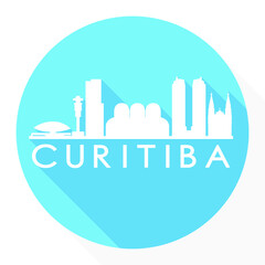 Curitiba Brazil Flat Icon Skyline Silhouette Design City Vector Art Round.