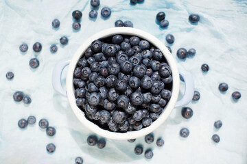 Fresh blueberry in cooking pot bowl