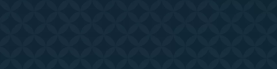 Nahtlose dunkelblaue abstrakte Vintage-Shabby-Patchwork-Motivfliesen mit Kreisen, rund, oval, Raute, Diamantdruck, Stein, Beton, Zementwand, Textur, Hintergrund, Banner, Panorama © Corri Seizinger