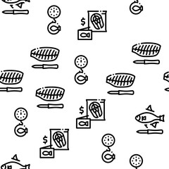 Fishing Industry Business Process Seamless Pattern Vector Thin Line. Illustrations