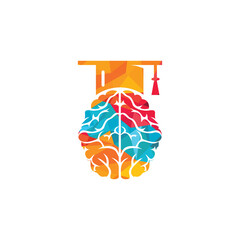 Brain and graduation cap icon design. Educational and institutional logo design.