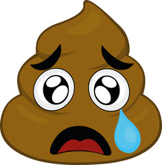 Vector illustration of poop emoticon with a sad expression