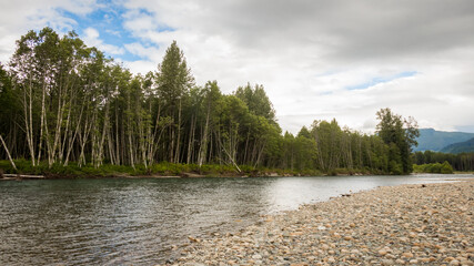 The Kitimat River in British Columbia, Canada, on a summers day