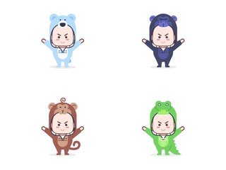 set of kids with animal suit costumes