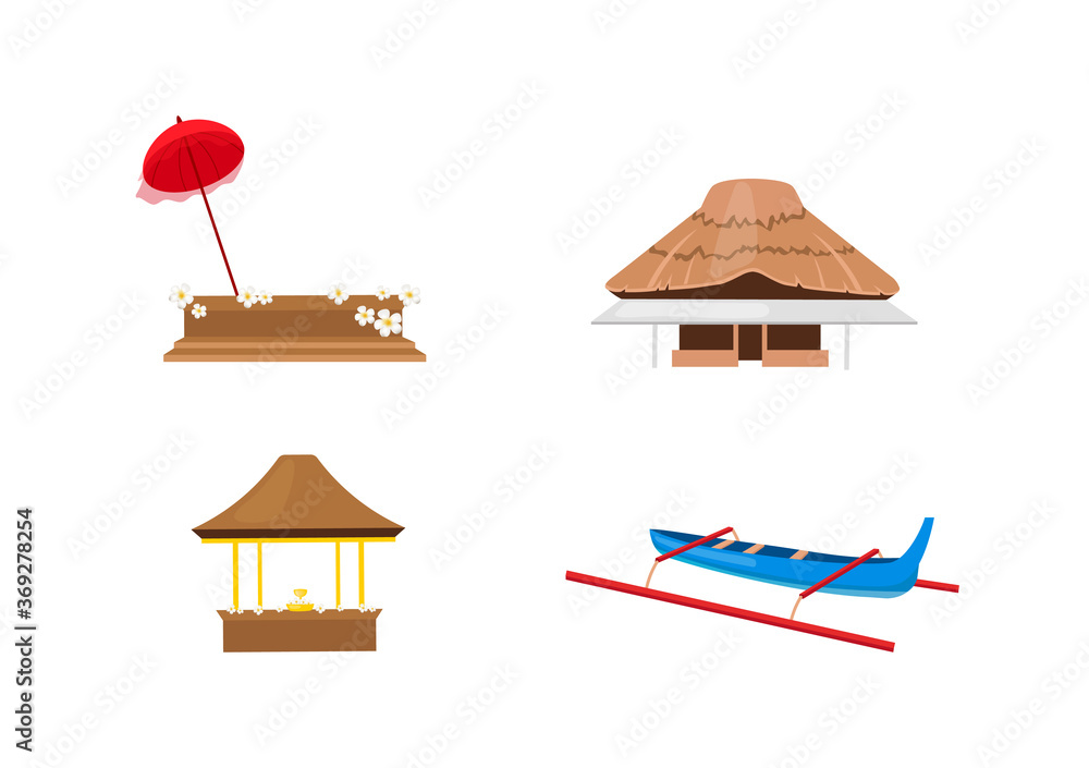 Aufkleber indonesian festivals flat color vector objects set