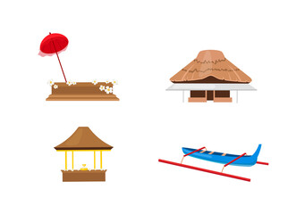 Indonesian festivals flat color vector objects set