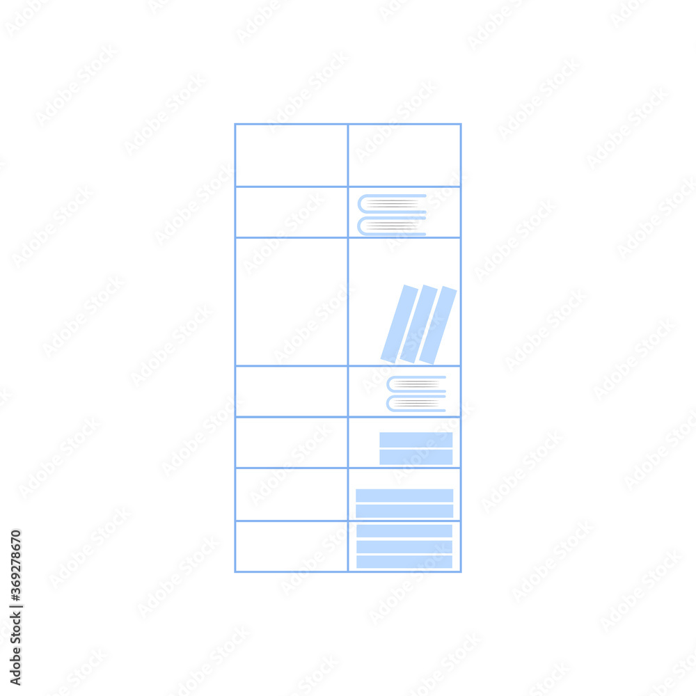 Poster office bookshelf flat color vector object