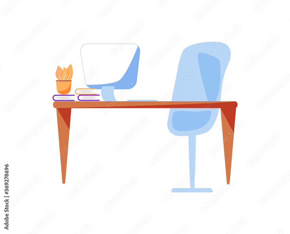 Poster office workspace flat color vector object