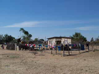 Rural Countryside Home with Roundhouse and Laundry in Mantshwabisi, Botswana, Africa