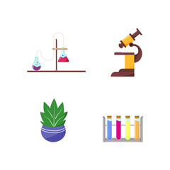 Laboratory equipment flat color vector object set