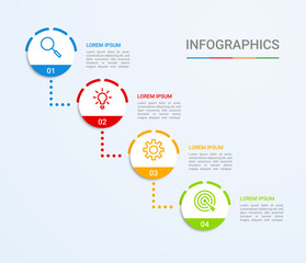 Business data visualization, infographic template with 4 steps on blue background, vector illustration