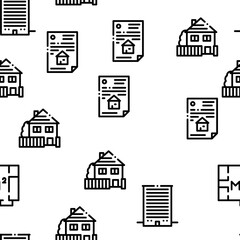 Apartment Building Seamless Pattern Vector Thin Line. Illustrations