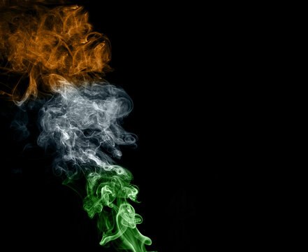 Indian flag colored smoke on black background Stock Photo | Adobe Stock