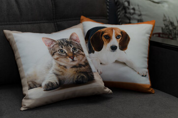 cat and dog  pillow