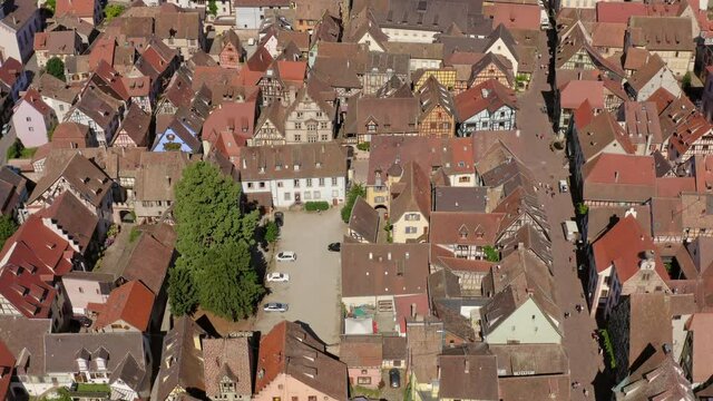 Riquewihr Alsace France aerial view