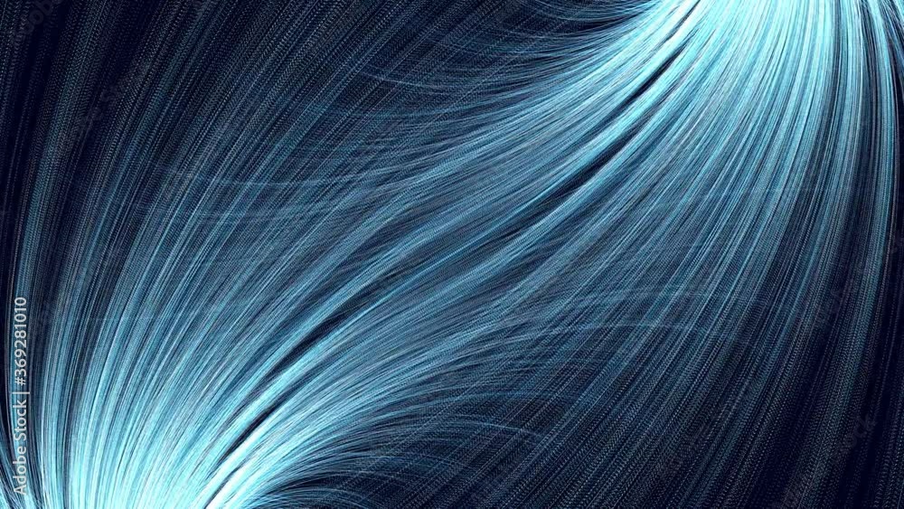 Aufkleber animated abstract background with blue curved numerous rays in the form of feathers