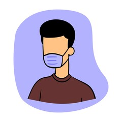 Vector illustration of person using mask. Medical masks for health.