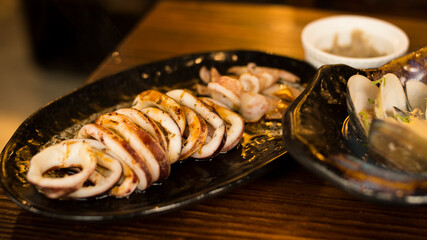 grilled squid breast with vegetables
