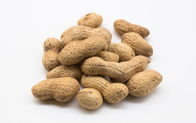 bunch of ecological peanuts on a white background