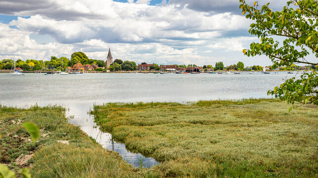 Historic village of Bosham across Bosham Channel Chichester Harbour