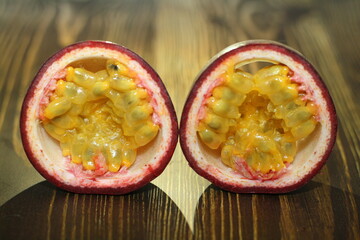 Passiflora fruit photographed under various lighting conditions.