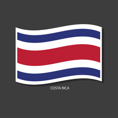 Costa rica flag Vector waving with flags.