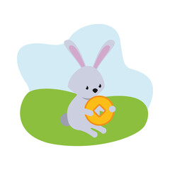 cute rabbit easter season character in camp