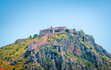 Fototapeta na wymiar Palamidi fortress on the hill in city Nafplio, Greece