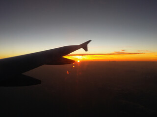 airplane in the sunset