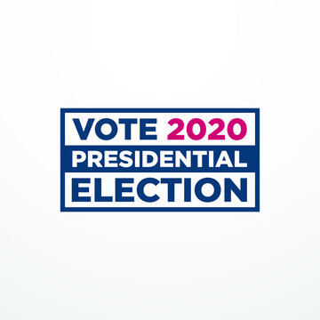 vote 2020 presidential election modern sign, banner, design concept, icon, symbol with blue and red text isolated on a light background.