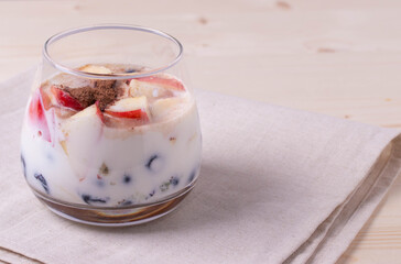 yumy milky desert or yughurt with fruit and berries