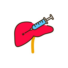 Biopsy liver color line icon. Medical and scientific concept. Laboratory diagnostics. Pictogram for web, mobile app, promo. UI UX design element