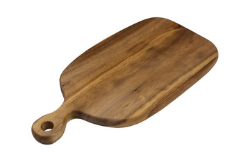 Dark wooden cutting board isolated on white background