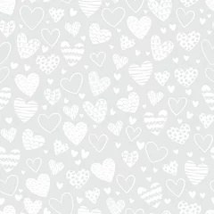 Foto op Aluminium Cute hand drawn hearts seamless pattern, lovely romantic background, great for Valentine's Day, Mother's Day, textiles, wallpapers, banners - vector design © TALVA