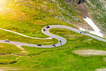 Mountain asphalt road serpentine. Winding Grossglockner High Alpine Road in High Tauern, Austria