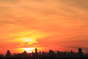 Fototapeta premium The last light of the sunset with city building ,At in Bangkok ,Thailand