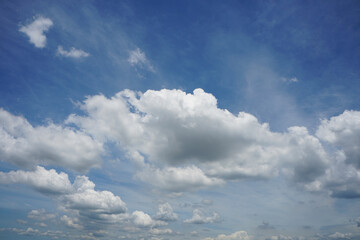 blue sky with white clouds	.