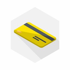 Credit card Yellow left view icon vector isometric.