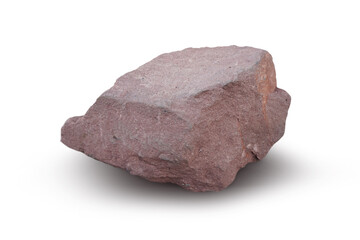 red sandstone rock on a white background.
