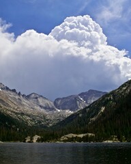 mills lake with cool clouds above mountains