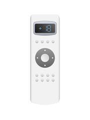White remote control from the air conditioner 3d. Realistic vector remote control. Isolated on white background.