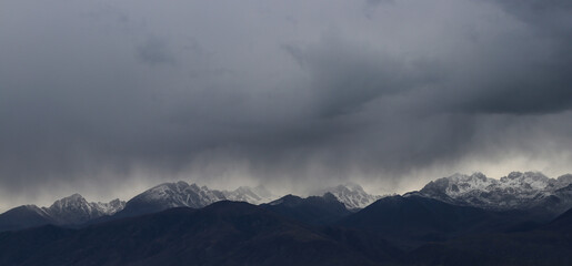 Panoramic view of the snow-capped mountains