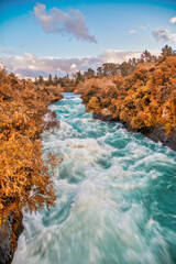 Powerful water currents in th Huka Falls, Taupo - New Zealand
