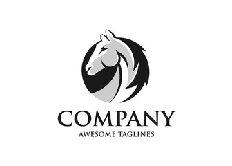 Horse Head Abstract Circle Simple Logo Template