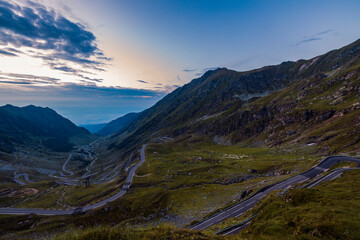 Transfagarasan Road in Romania, a paved mountain road crossing the southern section of the Carpathian Mountains.