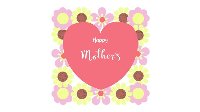 Text of happy mothers day with flowers background
