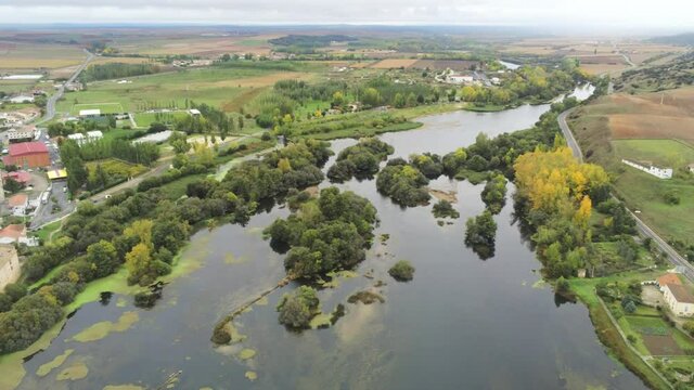 Salamanca.  Village of Alba de Tormes, Spain. Aerial Drone Footage